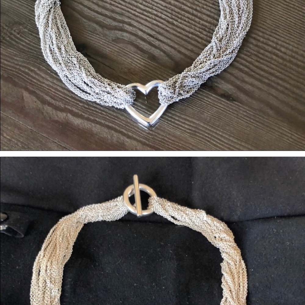 Authentic. Tiffany Ten Row Toggle Heart Necklace original packaging